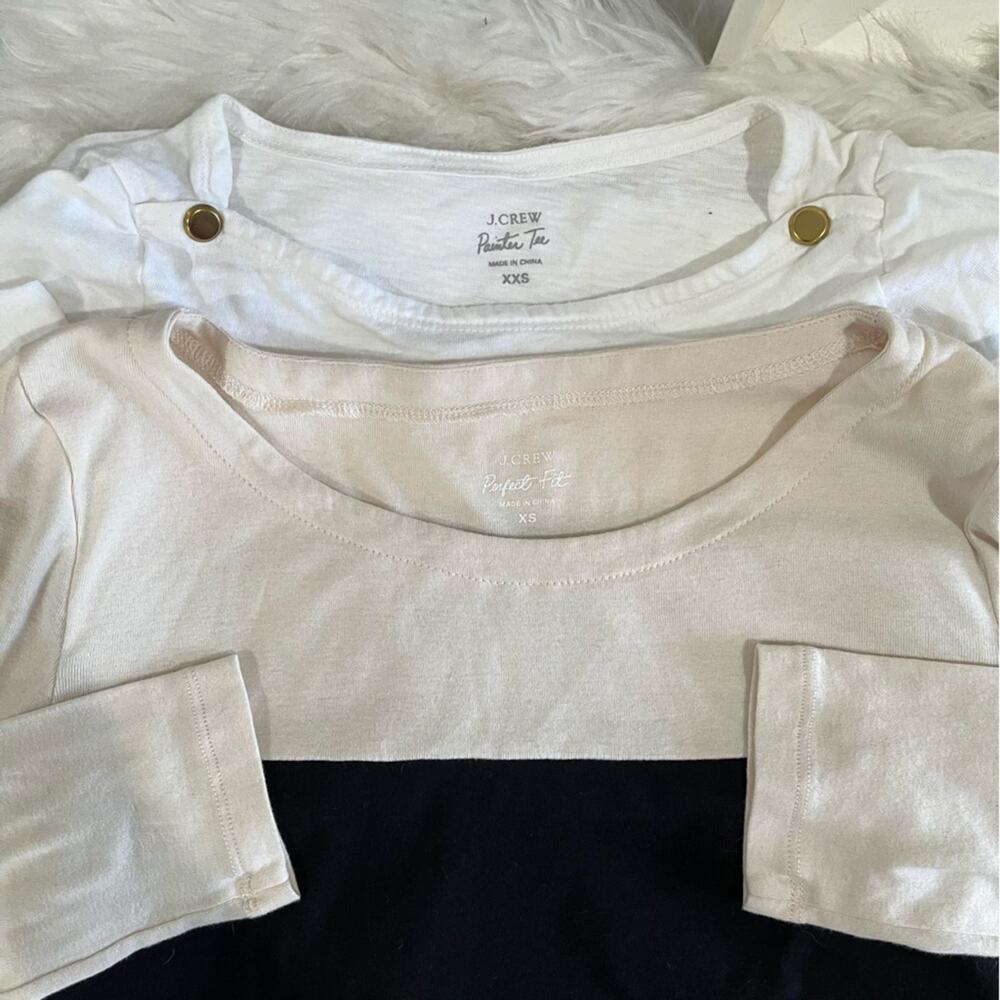 NEW J. Crew Cotton Perfect Painter Fit Casual Neutral Basics Tees Bundle 2 NWOT - Picture 9 of 16